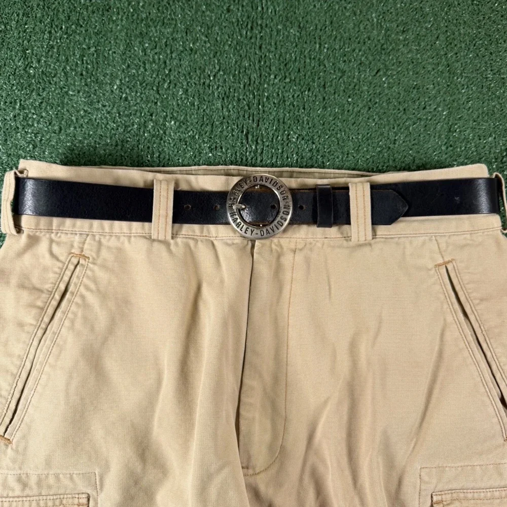 Harley Davidson Belt Mens 34 Black Good Leather Biker USA Made Buckle 14748